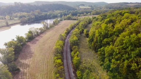 Train Tracks Aerial Stock Footage 321143250