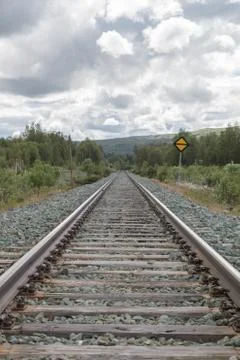 Train tracks with almost no end Stock Photos