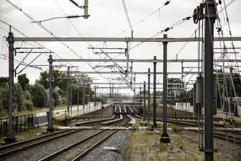 Train tracks in Amsterdam Stock Photos
