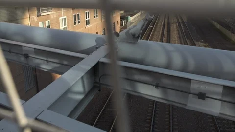 Train Tracks And City Scape 動画素材 105248056
