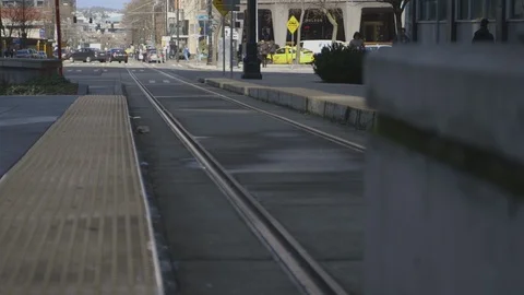 Train Tracks and Platform in Seattle Stock Footage 115502194