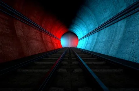 Train Tracks And Tunnel Split Choices Illustrazione stock