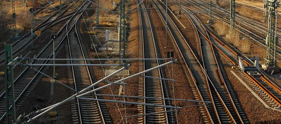 Train tracks background Stock Photos
