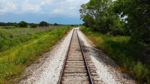 Train Tracks Behind Stock Footage 93619911