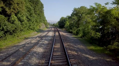 Train tracks bend2 Stock Footage 96121161