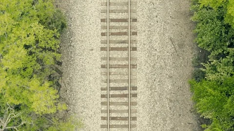 Train Tracks Birds Eye Video stock 126829717