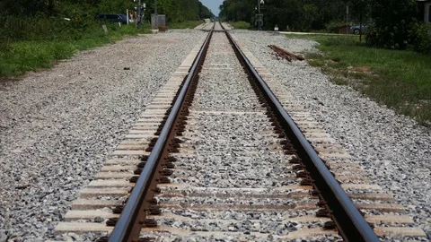 Train Tracks Center Stock Footage 76787273
