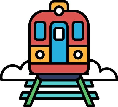 A train is on the tracks with clouds in the background Illustrazione stock