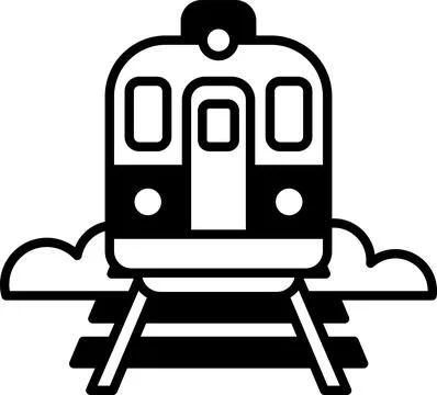 A train is on the tracks with clouds in the background Illustrazione stock