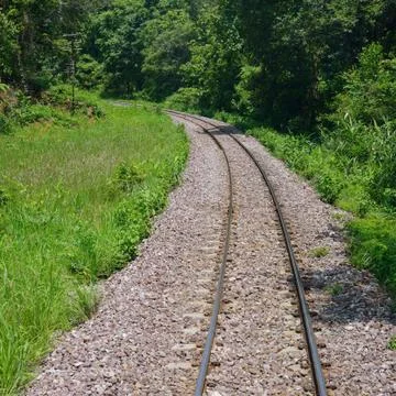 Train tracks in country developing Foto stock