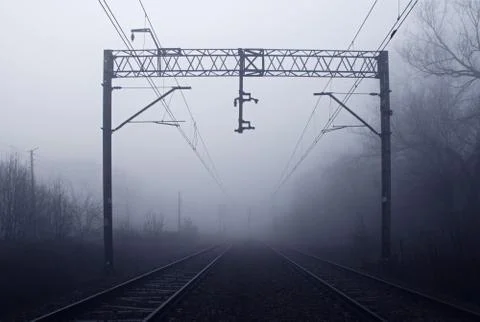 Train tracks at dark Stock Photos