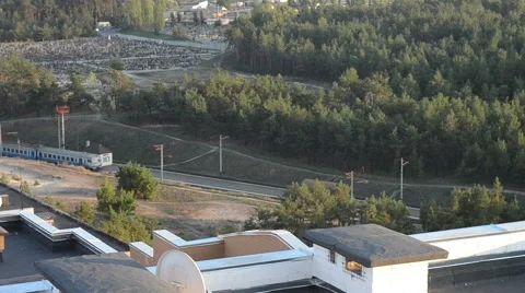 The train on the tracks Stock Footage 55653282