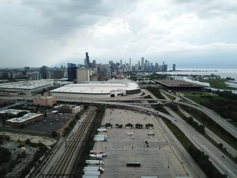 Train tracks, Freeway Intersection and Chicago Stock Photos