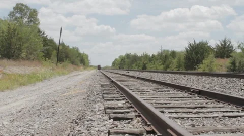 Train tracks on a Hot Summers Day Stock Footage 8523583