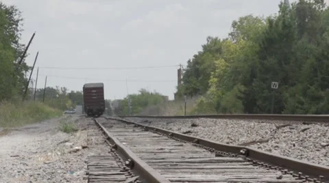 Train Tracks on a Hot Summers Day 2 Stock Footage 8564510