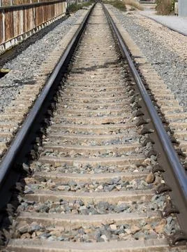 Train tracks to infinity, metal Stock Photos