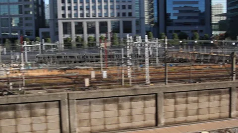 Train on Tracks in Japan Stock Footage 52626713