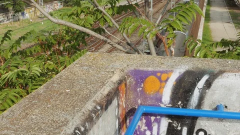 Train tracks in madrid Video stock 116316119