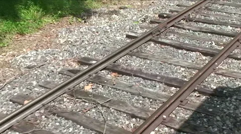 Train Tracks in Motion Stock Footage 29811103