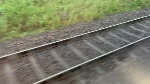 Train tracks moving, close up moving Stock Footage 166732585