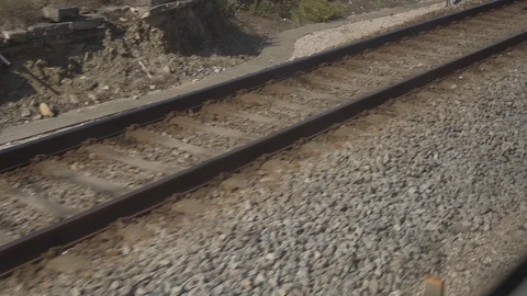Train Tracks Out A Window Stock Footage 121048671