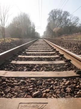 Train tracks outside no train way transport line country Stock Photos