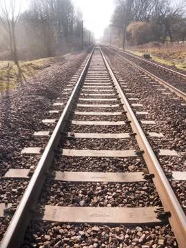 Train tracks outside no train way transport line country Stock Photos