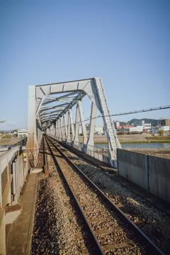 Train Tracks Over Bridge Stock Photos