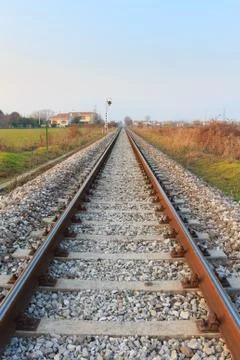 Train tracks in perspective Stock Photos