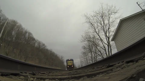 Train Tracks POV Freight Train Passing Over GoPro Hero3 Black Stockbeeldmateriaal 22636203