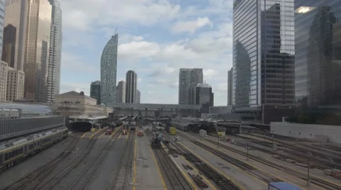 Train tracks - Railroad - Train station - Toronto Stock Footage 68999775