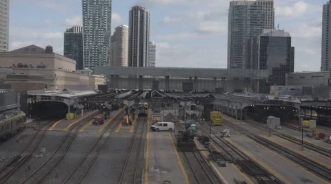 Train tracks - Railroad - Train station - Toronto Stock Footage 68999816