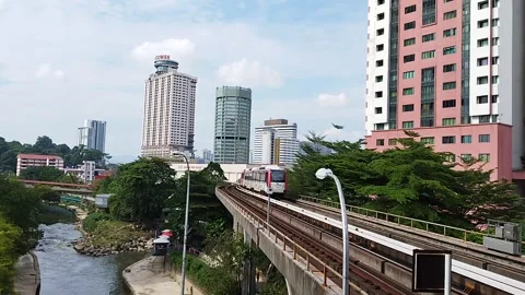 Train tracks by the river Stock Footage 302365004