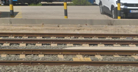 Train tracks running at high speed from the cabin Stock Footage 216555412