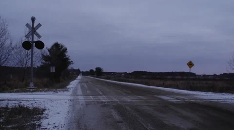 Train Tracks, Rural, Winter Stock-Footage 33692904