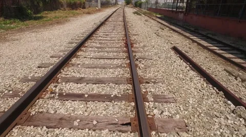 Train Tracks slow motion Stock Footage 63211220