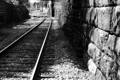 Train Tracks in a Small Town Stock Photos