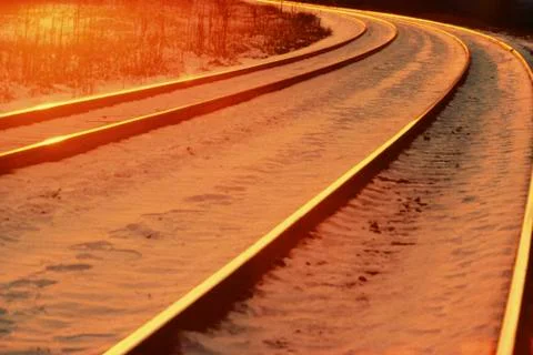 Train tracks with snow Foto stock