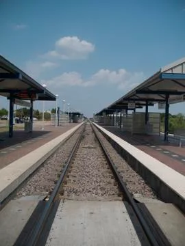 Train Tracks at station Stock Photos