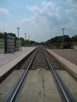Train Tracks at station Stock Photos