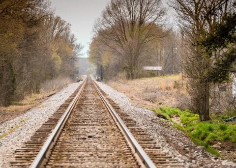 Train tracks straight Stock Photos