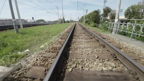 Train Tracks through the City Stock Footage 282631776