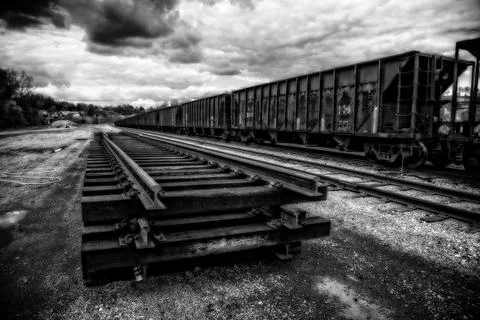 Train tracks in a train yard Stock Photos