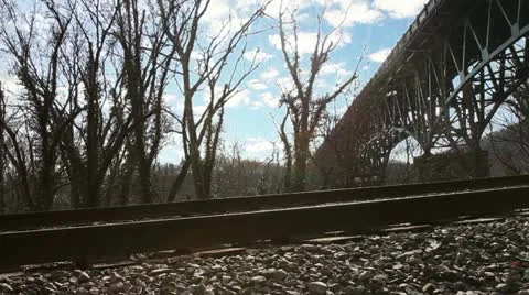Train tracks under the bridge (4 of 14) Stock Footage 21470935