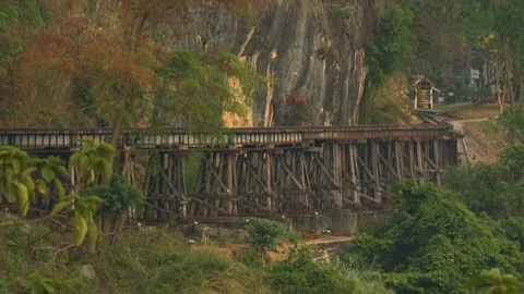 Train tracks on a viaduct Stock Footage 120013434