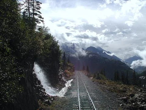 Train Tracks with Waterfall Stock Photos
