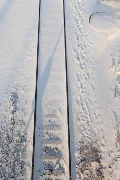 Train tracks at winter Stock Photos