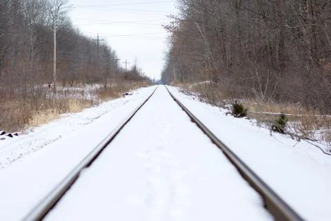 Train tracks in the winter Stock Photos