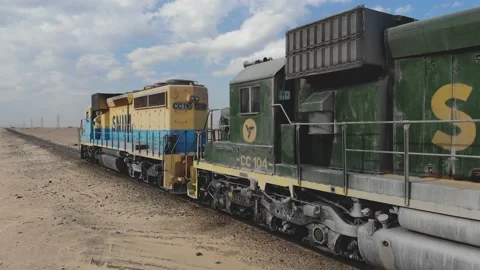 Train. Train in Mauritania. Train carrying coal. Industry in Mauritania. Film Stock Footage 137491930