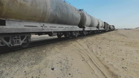 Train. Train in Mauritania. Train carrying coal. Industry in Mauritania. Film Stock Footage 137492033